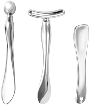 3Pcs Argento Metallo Occhio e Viso Crema Applicatori Trucco Crema Cucchiaio Rullo Stick Occhi A Forma di T Massaggiatore Viso Bastoni Cosmetici Strumenti di Cura