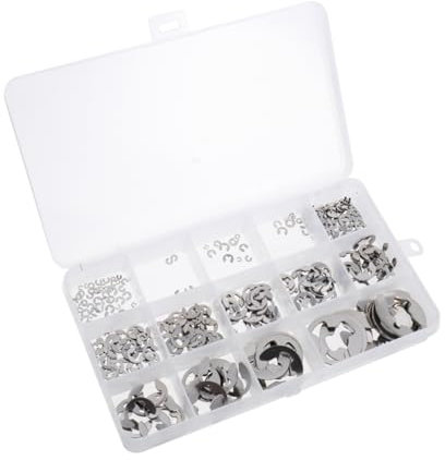 KICHOUSE Anillo De Retención Tipo e De Acero Inoxidable Kit Surtido 1.5-15mm Arandelas Abiertas