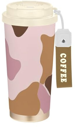 Vasos de café para mujer con tapas para llevar, taza de café de acero inoxidable, taza térmica para café caliente y frío, 17 onzas, a prueba de derrames, camuflaje
