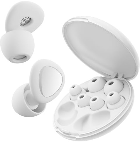Upgraded Ohrstöpsel zum Schlafen-45dB-Geräuschunterdrückende Ohrstöpsel, Weich, Wiederverwendbar Silikon Earplugs for Sleeping, Gehörschutz mit 8 Ohrstücken für Schlaf, Reisen, Konzerte-Weiß