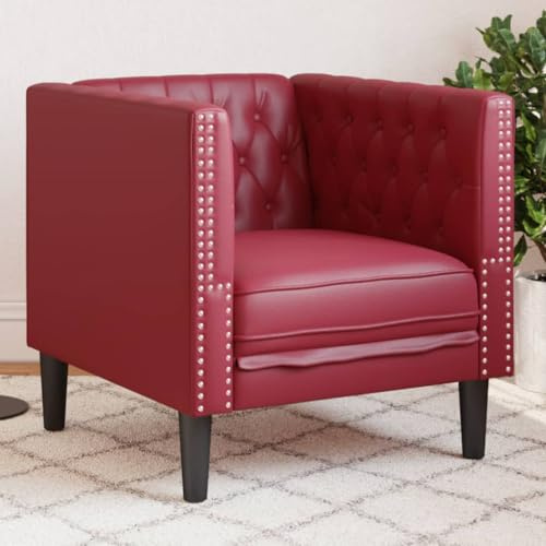 MOBCANT Chesterfield-Sessel Weinrot Kunstleder Sofagarnitur Couch Modulares Sofa Schlafsofa für Wohnzimmer Empfangsraum Schlafzimmer Wohnung