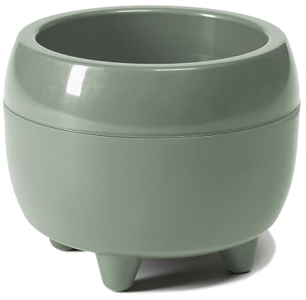 LAMELA Pot de Fleurs Rond Ø 23 cm, 3 L - Design élégant avec Pieds - Pot en Plastique résistant avec Trou de Drainage - Intérieur & extérieur - Vert | Soucoupe intégrée, bonne aération, résistant aux UV et au gel - pour l'intérieur et l'extérieur, favorise des racines saines