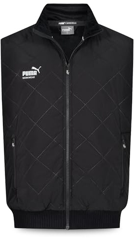PUMA Workwear herrväst vinter – varmt fodrad, vattentät och vindavvisande – arbetsväst med fickor och fleecefoder – innerficka – robust yttermaterial för arbete och fritid, svart, M