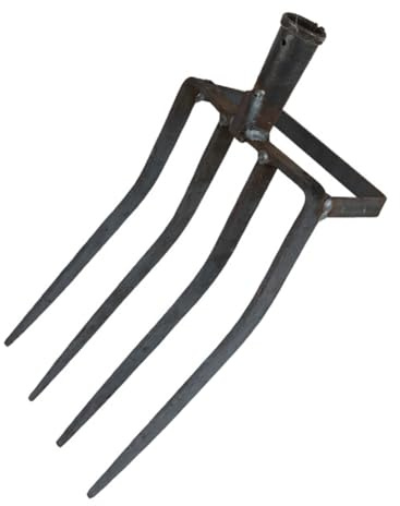 Fangxuee Forcone da Giardinaggio, Attrezzo da Giardinaggio A Forchetta Grande In Metallo con 4 Artigli da Giardinaggio per Compost, Forcone per Pacciamatura di Fieno