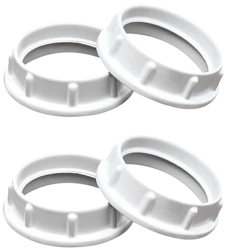 Surf turtle 4 PCS E26 Threaded Socket Shade Rings, White Aluminum Retaining Rings for Glass Lamp Shades & Light Fixtures