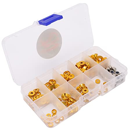 BONKZEBU Kit de Arandelas de Tornillo RC de Aleación de Aluminio Anodizado Mecanizado CNC Ligero para Coches RC 1/10 1/8 Junta de Tuerca Juego de Arandelas de Cabeza de Copa para Aficionados a (#3)