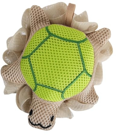 Simpatica palla di spugna da bagno con tartaruga - Materiale extra morbido in PE, luffa di animali schiumosi dei cartoni animati, pouf da doccia per bambini | Giocattolo da bagno per strofinare