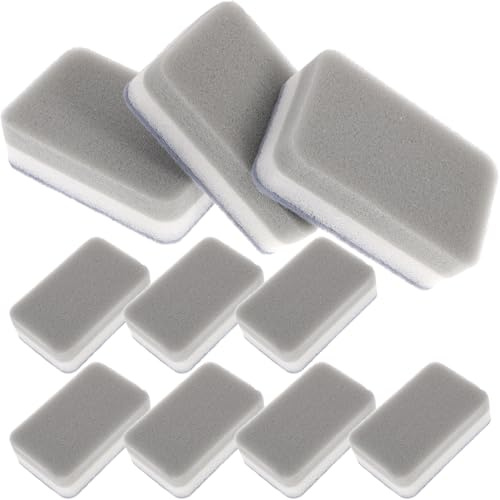 IMIKEYA Lot de 10 éponges à récurer de cuisine double face robustes grises à trois couches pour vaisselle et usage domestique