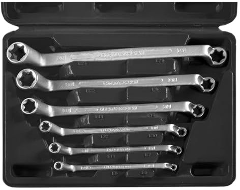 SW-Stahl 01580L Doppelringschlüssel-Satz E-Profil, E6-E24, 6-teilig, doppelt gekröpft I Torx-Schraubenschlüssel I Außen-TX Stern I Ringschlüssel-Set I Ringschraubenschlüssel