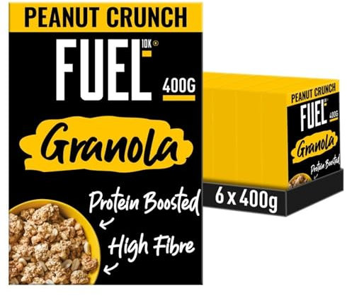 FUEL10K Peanut Crunch Protein Granola Breakfast Cereal, 400 g (Pack of 6)