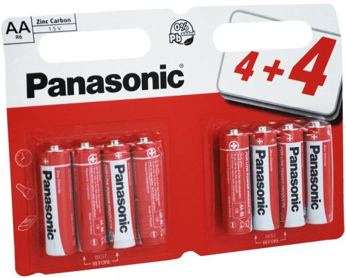 Panasonic Zinc Carbon AA Batteries - 8 Pack