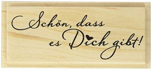 Knorr Prandell 211800310 Stempel aus Holz „Allgemein“ Motivgröße 8 x 3, 1 cm, Motiv: schön, dass Es Dich gibt