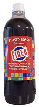 Fidea Plasto Rosso Olio Paglierino Rosso per Mobili e Pavimenti, Effetto Colorante, Protezione e Nutrimento del Legno, per Interni ed Esterni, Uso Professionale e Domestico, Industria e Ferramenta