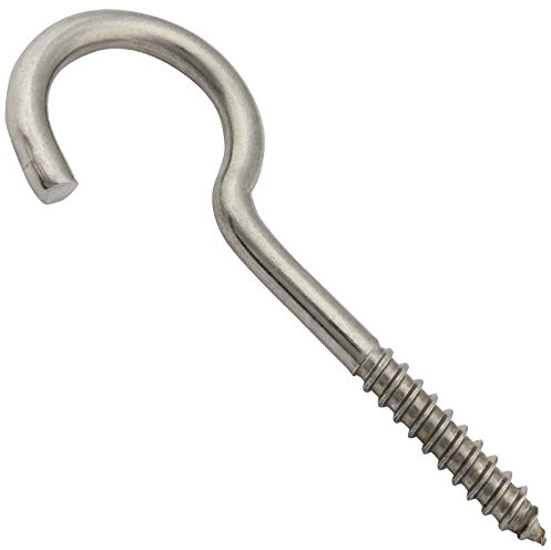 SC-Normteile Schraubhaken mit Holzgewinde - 6 x 100 mm - (50 Stück) - Wandhaken | Wäscheleinenhaken | gebogen | rostfrei - (Gewindelänge: 35 mm) - aus Edelstahl A2 V2A - SC9080