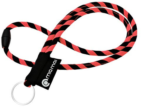 mia mai Tubular Lanyard (45 cm) Schlüsselband mit Sicherheitsverschluss, Schlüsselring Schlüsselanhänger (Rot/Schwarz)