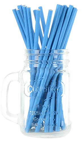 1000 Solid Blue Eco Friendly Recyclable Paper Drinking Straws Bright Colours Stripes and Metallic Colours Great for Birthday Wedding Christmas Party Baby Shower Decoration Food Safe Single Use