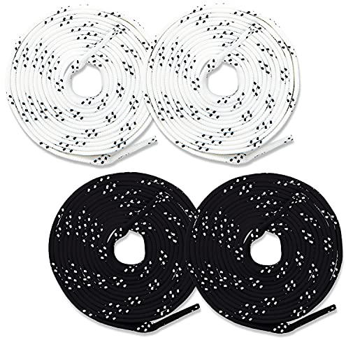 Franklin Sports Hockey Skate Laces – set med 2 icke-vaxade par – vita + svarta ovättade ishockeysnören – molded tips – 96 tum, Svart vit