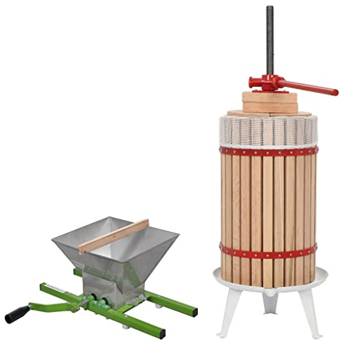 vidaXL Obstpresse Mühle Set Maischepresse Weinpresse Apfelpresse Saftpresse Entsafter Beerenpresse Obstmühle Traubenmühle Beerenmühle 2-tlg. 30L 7L