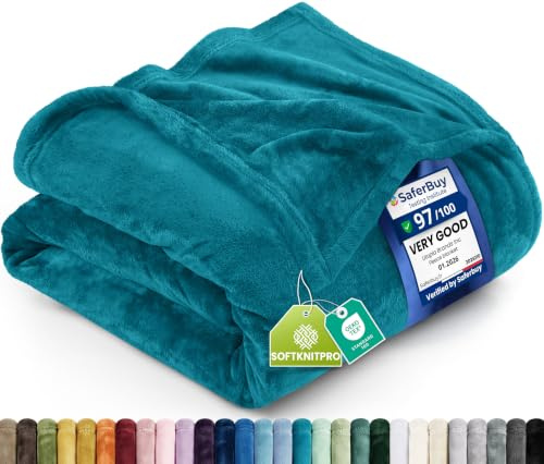 Utopia Bedding Soft Fleece Bed Blanket Throw Size Turquoise (50x60 Inch)