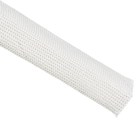 sourcing map Gaine Isolation Tresse 3.3Pied-20mm Fibre Verre Manchon Blanc | Haute Température