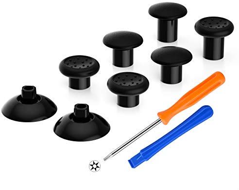 eXtremeRate ThumbsGear Interchangeable Thumbstick for Xbox Controller - Improve Comfort - Black 3 Height Domed & Concave Grips Ergonomic Adjustable Joystick for Xbox Seires X/S, for Xbox One S/X/Elite
