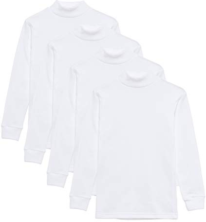 Channo Intimo Termico per Bambini, Collo Mezzo Cigno, Maniche Lunghe, Tinta Unita - Confezione da 4, Bianco, 4 Anni