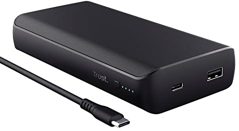 Trust Laro Powerbank 65W 20000mAh, Power Bank mit Schnellladefunktion, Power Delivery, Quick Charge 3.0, Mit USB-C Kabel, für Laptop/MacBook/MacBook Pro/MacBook Air Switch