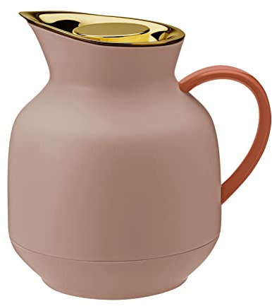 Stelton Isolierkanne Amphora - Teekanne, Thermoskanne, Thermosflasche - 1-Liter-Kunststoffkanne mit Thermo-Glaseinsatz - Zubehör für Haushalt, Küche, Esszimmer - Mattes Finish, Soft Peach