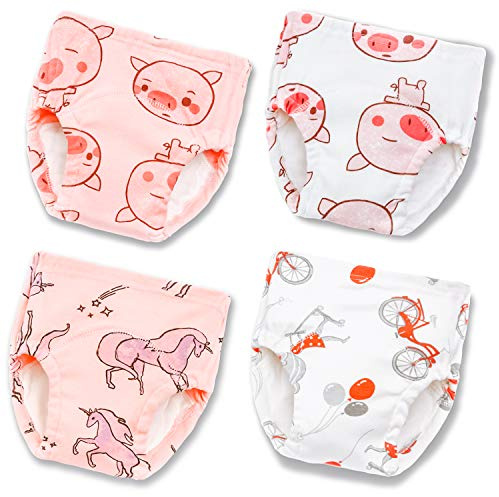 Joyo roy Pantalones de Entrenamiento para niñas, pañales Reutilizables para niños pequeños, Ropa Interior de Entrenamiento para niñas, Bragas para niñas pequeñas, Bragas de Aprendizaje