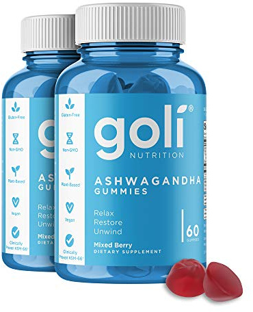 Goli Ashwagandha & Vitamin D Gummy 120 Count - Relax. Restore. Unwind. (Mixed Berry, KSM-66, Vegan, Plant Based, Non-GMO, Gluten-Free & Gelatin Free), Pack of 2