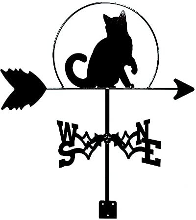 lkpqdwqz Girouette en Acier Inoxydable girouette Support en métal extérieur Chat girouette Outil de Mesure indicateur de Direction du Vent pour Cour Tion