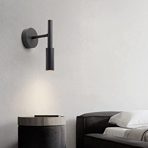 LOGT 7W LED Leselampe Verstellbar Aluminium Wandleuchte Drehbar Wandspot Moderne Innen Wandlampe Dimmbar Schlafzimmer Bettlampe 3000K~6000K Für Schlafzimmer Wohnzimmer Hotel,Schwarz