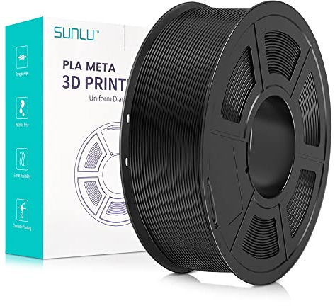 SUNLU High Speed PLA Meta Filament, 1kg PLA 3D Druckerfilament 1,75mm, Robusteres 3D Druckfilament, Maßgenauigkeit +/- 0,02mm, Kompatibel mit 3D FDM Druckern, 1kg Spule(2.2Pfund), Schwarz