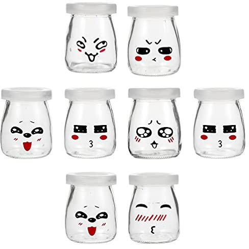 8 Pièces Pot à Pouding En Verre Gobelets Shot Mini Pots Avec Couvercles Pots De Faveur De Mariage Contenants De Yaourt Avec Couvercles Self Made De Bébé Smoothie