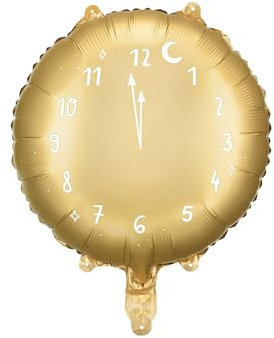 PartyDeco Balon foliowy Zegar 45 cm złoty