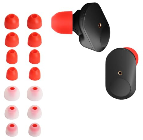 kwmobile 14x Silikonaufsätze für Sony WF-1000XM3 / WF-1000XM4 / WF-1000XM5 - Ersatz Ohrstöpsel in 4 Größen - Ear Tips für In-Ear Kopfhörer - Zubehör Ersatzpolster in Rot