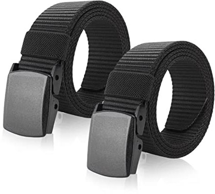 TSHAOUN 2 Stück Arbeitsgürtel Herren, Nylon Guertel Verstellbarer Canvasgürtel Canvas Belt für Arbeit und Reisen, Keine Metallschnalle, Schneller Pass durch die Flughafensicherheit