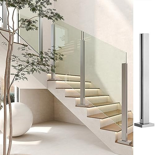 Poteau garde corps verre pince Escalier Poteau De Balustrade En Verre Inox Carré Argent Panneau Garde-corps, Corridor Rampe Balcon Colonne De Clôture, Intérieur Extérieur Balustre Pour Véranda Mare Te