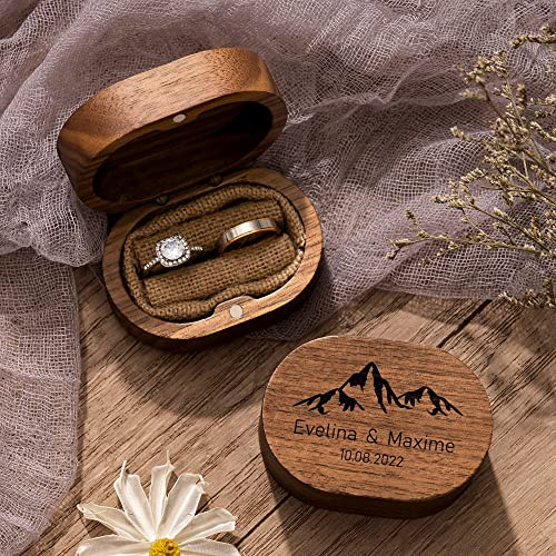Esseur Ringbox aus Holz, ovale Doppelring-Box mit Gravur für Hochzeit & Antrag, Geschenk für Braut & Paare