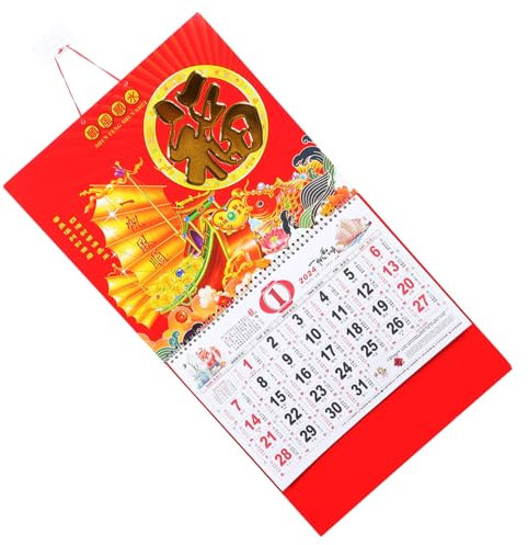 EXCEART 2024 Trocken Abwischbarer Wandkalender Täglich Jahr Des Drachenkalenders Kalenderplaner Chinesischer Jahreskalender Frühlingsfest Kalender Umblättern Hängende Schriftrolle Papier