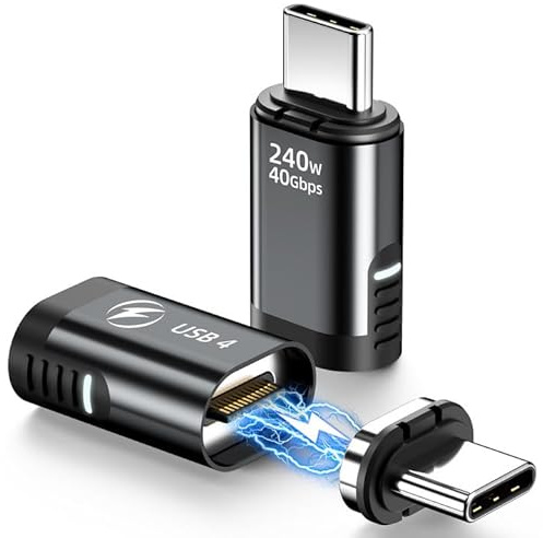 DuHeSin 240W USB C Magnetisch Adapter (2 Stück), 24-polig, gerade, mit USB4, 40 Gbit/s, 8K, 60 Hz, Video für iPhone 15-Serie, Thunderbolt 3/4, MacBook Pro/Air und weitere Typ-C-Geräte
