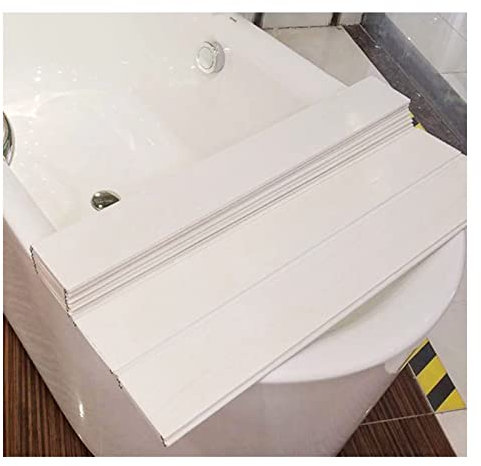 Tablett Badewannenablage, Pvc-Badewannen-Isolierungsabdeckungen Mit Weißer Holzmaserung, Klappbarer Jalousie-Badewannendeckel Für Die Duschkabine Im Heimhotel, Nimmt Keinen Platz Ein (180 X 80 X 1,2