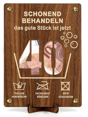 Giftota Witzige 40. Geburtstag Geldgeschenke Holz mit Geburtstagskarte, Geschenke zum 40 Geburtstag Mann Frau, 40. Geburtstag Geschenkverpackung