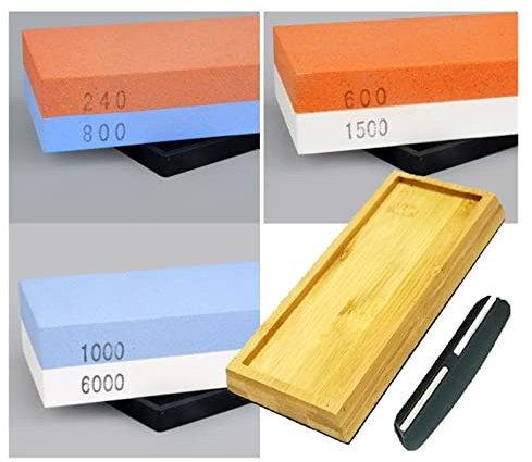 ISCBAFYX Affilacoltelli Professionale Pietra per affilare Pietre per affilare Pietra per affilare Pietra ad Acqua Cucina Grana 240 600 1000 3000 Doppia Faccia (Color : 5 PCS Set 1, Size : As pics)