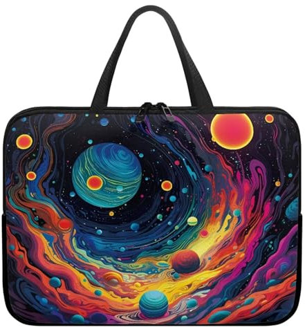 Poceacles Cosmic Space Print Laptop Bag Waterproof Laptop Sleeve Portable Laptop Case Carrying Computer Bag with Handle Protective Handbag 10-17 Inch Netbook/Notebook Laptop Sleeve