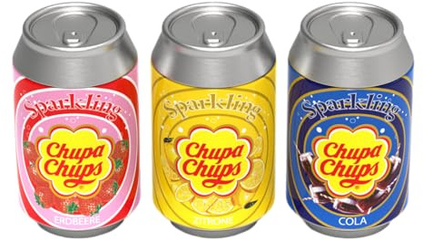 tanner DER KLEINE KAUFMANN TANNER Deco - Chupa Chups Metalldosen Set, mit drei Geschmacksrichtungen, Zubehör für Kaufmannsladen, lebensmittelechtes Design, 0087.0