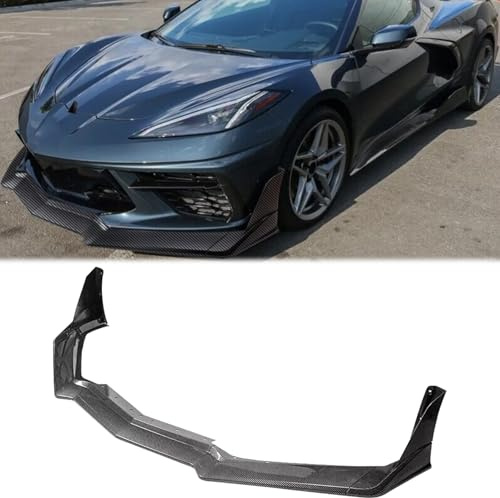 Fancemot Carbon Fiber Front Bumper Lip Splitter for Corvette C8 2020-2026 | ABS, Front Splitter, Chin Spoiler, Air Dam, Underbody Kit, Mods Parts, Scrape & Impact Resistant, 1-Year Warranty