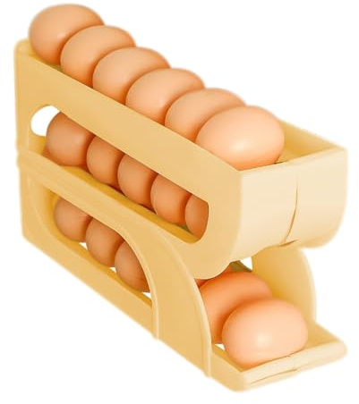 Egg Dispenser for Refrigerator Roll Down | 3-Tier Egg Roller for Refrigerator,Food Container, Space-Saving Egg Storage Box for Refrigerator Side Door Storage