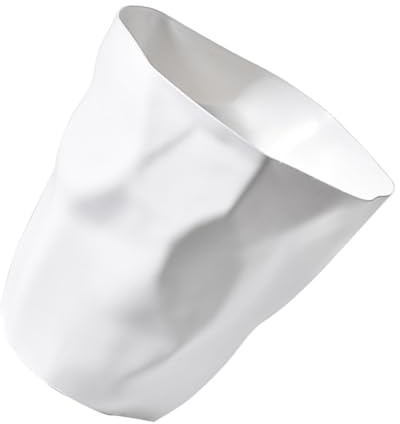 HWGING Papelera Pequeña de Plástico, única, Irregular, Arrugada, Moderna, con Tapa Abierta, para Baño, Oficina, Dormitorio, Cocina (Blanco)