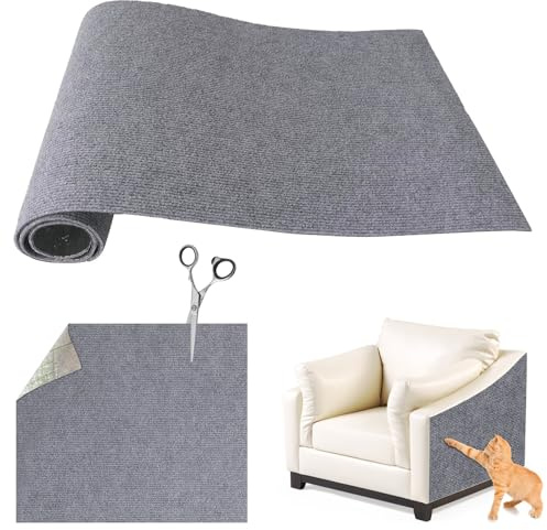 Selbstklebend Kratzmatte Katze, Kratzschutz Sofa Katze, DIY Kratzbretter Katze kratzwand für Katzen Möbel Kratzteppich Couch-Schutz (Grau, 100 * 30cm)